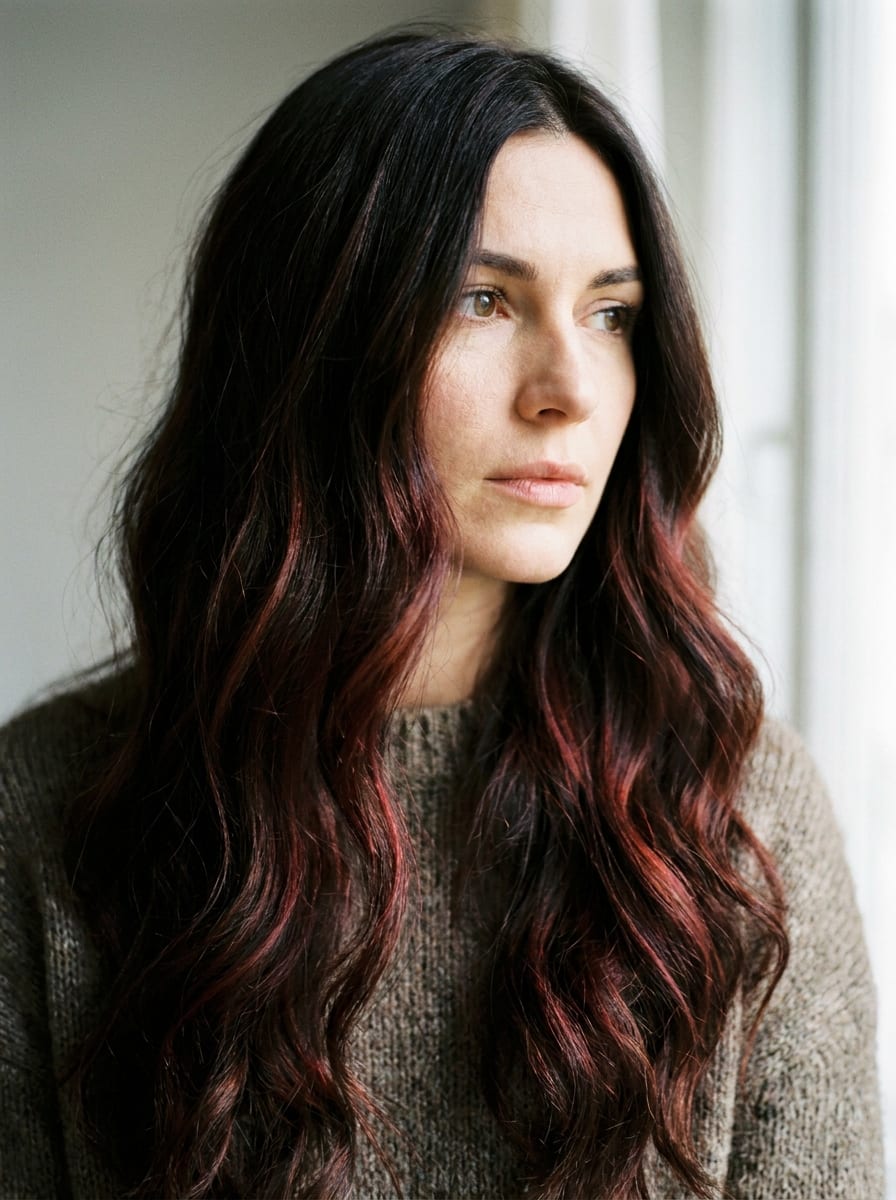 Dunkelbraun mit roten Highlights - Rote Haarfarbe